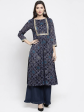 Wahe-NOOR Women s Blue Printed Kurti With Palazzos Online now