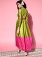 Lyush Women s Green Contrast Border Anarkali Maxi Dress Hot on Sale