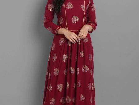 NOZ2TOZ Women s Maroon Rayon Kurta Pant And Set Discount