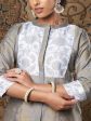 Lyush Women s Grey Brocade Floral Kurta With White Brocade Pants Hot on Sale