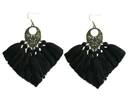 Tiaraa Black Tassel Boho Earrings For Women Sale