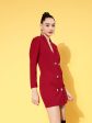 Lyush Women s Red Cotton Double Breasted Blazer Dress on Sale