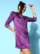 Lyush Women s Purple Lycra Satin Blazer Dress For Discount