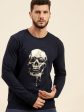 Lyush - Mascln Men s Navy Front Foil Skull Print Sweatshirt Sale