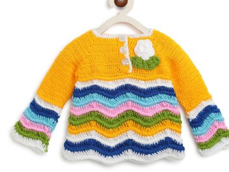 ChutPut Hand knitted Crochet Arcade Wool Dress For Baby Girls - Yellow Discount