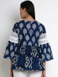 Wahe-NOOR Women s Blue & Off-White Printed Peplum Top Online now