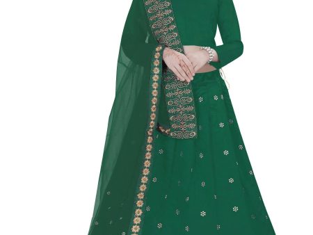 Dwiden Green Queen Tafetta Sattin Semi-Stitched Girl s Lehenga Choli Online now