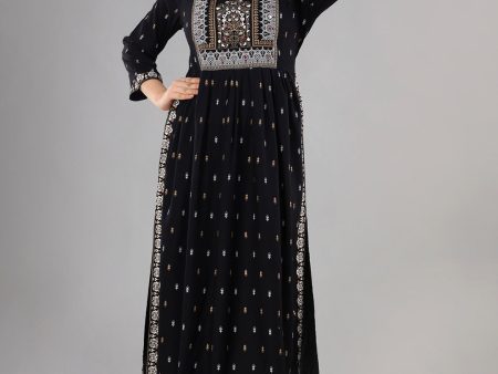 Kalini Women Black Ethnic Motifs Printed Anarkali Kurta Discount