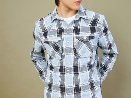 Lyush - Mascln Men s Blue & Navy Check Oversized Shirt For Discount