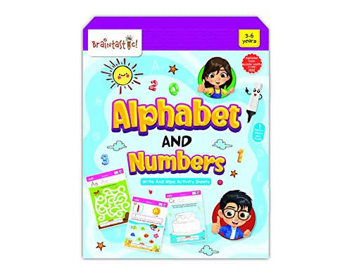 Braintastic Educational Game: Alphabet & Numbers(3-6 yrs) Write & Wipe Activity Sheets Kids Toys 34 pcs Free Puzzle Online Sale