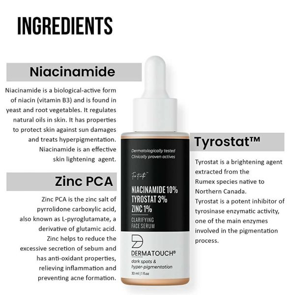 Dermatouch 10% Niacinamide, Tyrostat 3%, Zinc 1% Clarifying Face Serum on Sale