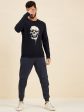 Lyush - Mascln Men s Navy Front Foil Skull Print Sweatshirt Sale