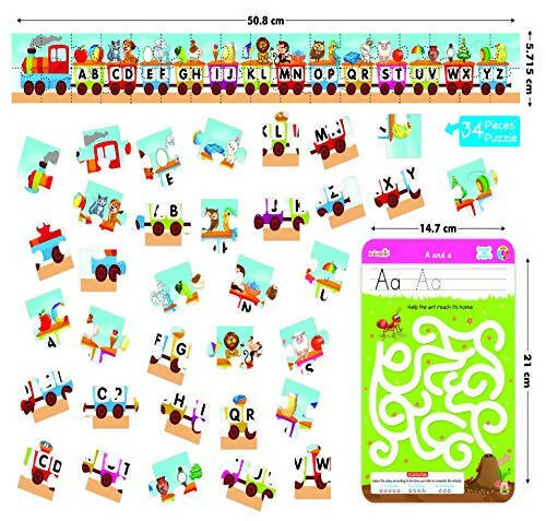 Braintastic Educational Game: Alphabet & Numbers(3-6 yrs) Write & Wipe Activity Sheets Kids Toys 34 pcs Free Puzzle Online Sale