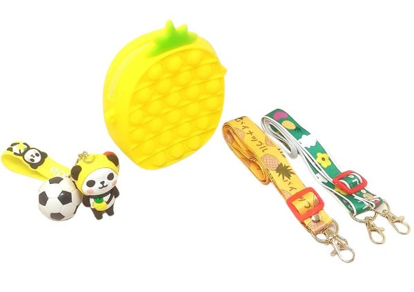 Sardar Ji Ki Dukan Pop It Bag Pineapple Shape Sling Bag Silicone Adorable Bag With 2 Straps And Cute Keychain Accessory -Multicolor (Pineapple Yellow) Fashion