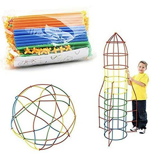 Kipa Children s Puzzle Straw Assembly, Educational Play and Learn Plastic Building Construction, Stitching Assembly Straw Build Blocks Creative Toy For Discount