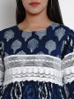 Wahe-NOOR Women s Blue & Off-White Printed Peplum Top Online now