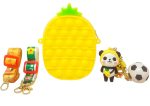 Sardar Ji Ki Dukan Pop It Bag Pineapple Shape Sling Bag Silicone Adorable Bag With 2 Straps And Cute Keychain Accessory -Multicolor (Pineapple Yellow) Fashion